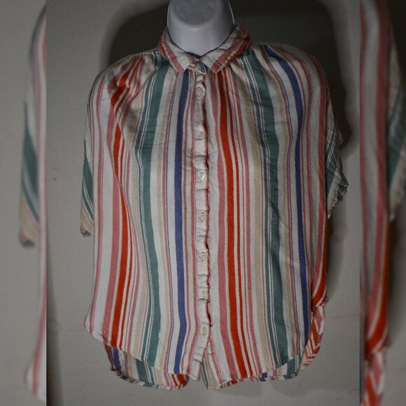Women's Colorful Striped Summer Blouse - Picture 1 of 6